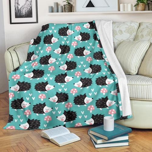 Hedgehog Pattern Print Design 03 Premium Blanket