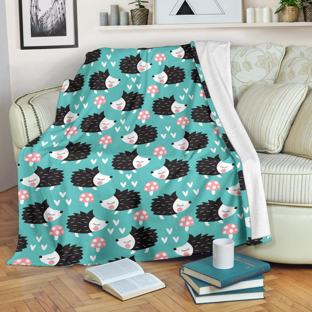 Hedgehog Pattern Print Design 03 Premium Blanket
