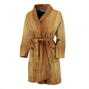 Wood Printed Pattern Print Design 05 Men's Bathrobe