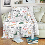 Cute Cartoon Dinosaurs Tree Pattern Premium Blanket