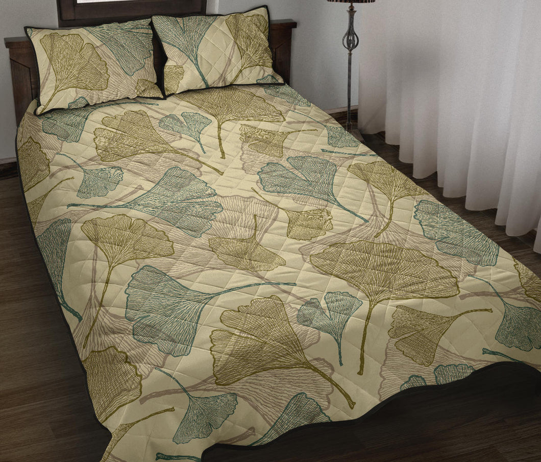 Ginkgo leaves design pattern Quilt Bed Set