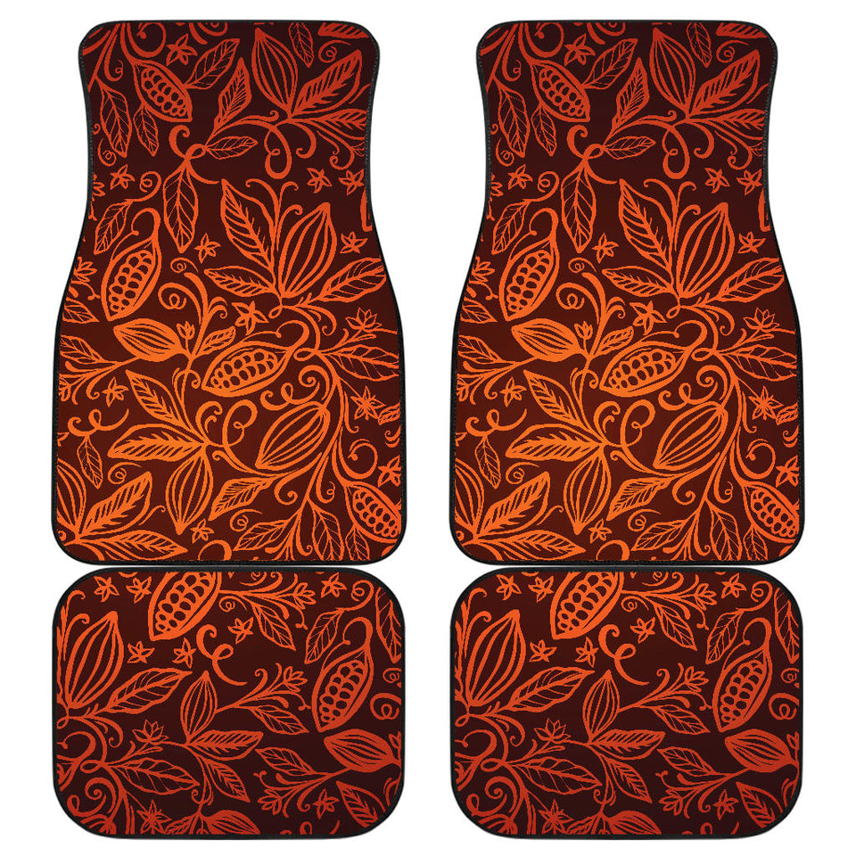 Cocoa Beans Tribal Polynesian Pattern Front And Back Car Mats