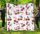 Hand Drawn Cherry Pattern Premium Quilt