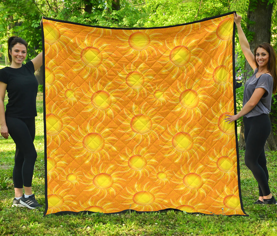 Sun Orange Background Premium Quilt