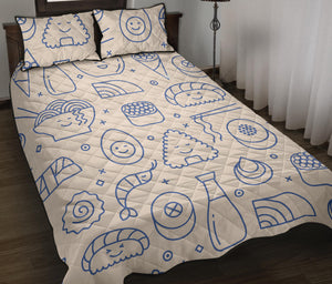 Cute sushi icon pattern Quilt Bed Set