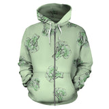 Broccoli Sketch Pattern Zip Up Hoodie