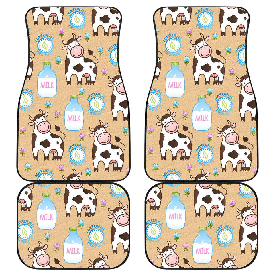Cow Bottle Of Milk Pattern Front And Back Car Mats