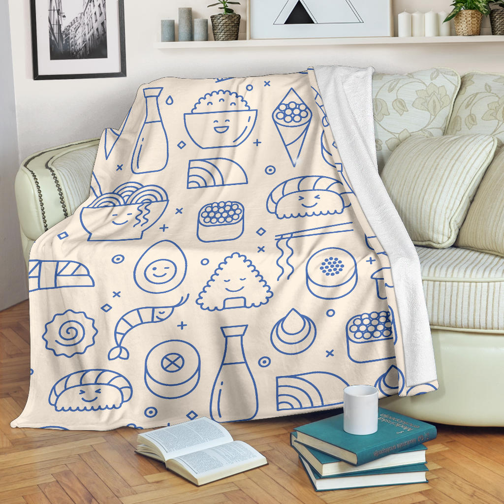 Cute Sushi Icon Pattern Premium Blanket