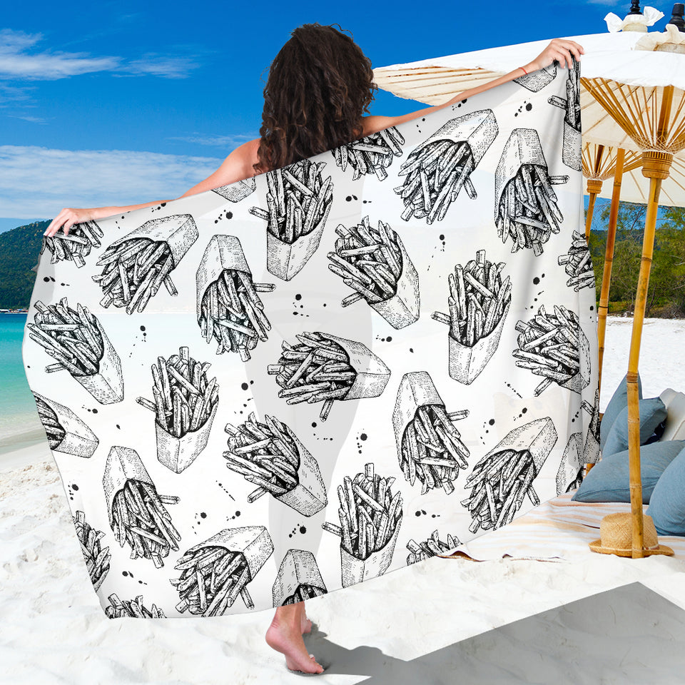 Hand Drawn French Fries Pattern Sarong