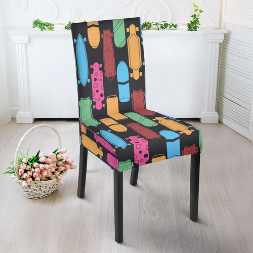 Skate Board Pattern Print Design 02 Dining Chair Slipcover