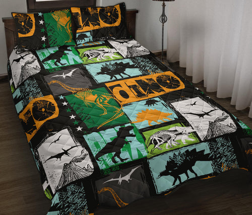 dinosaurs print pattern Quilt Bed Set