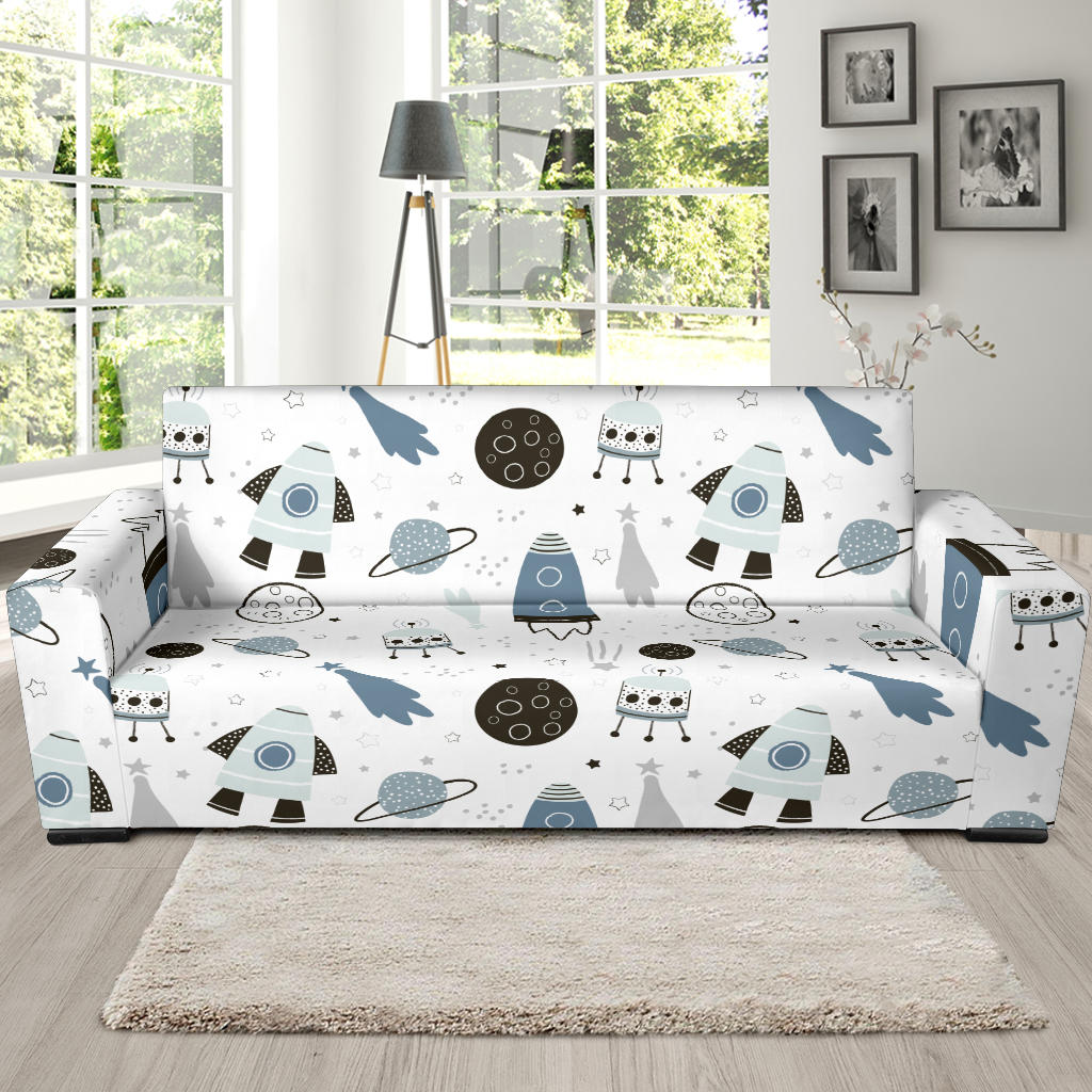 Hand Drawn Space Elements Space Rocket Star Planet Space Probe Sofa Slipcover