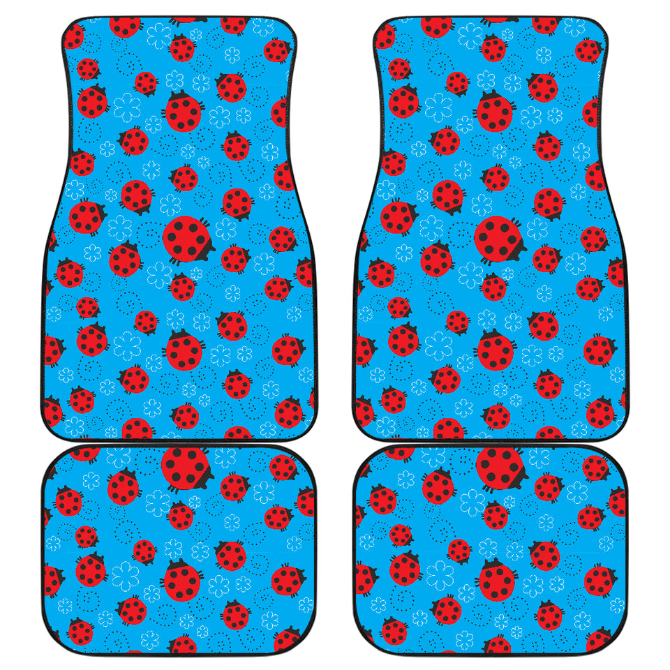 Ladybug Pattern Print Design 02 Front and Back Car Mats