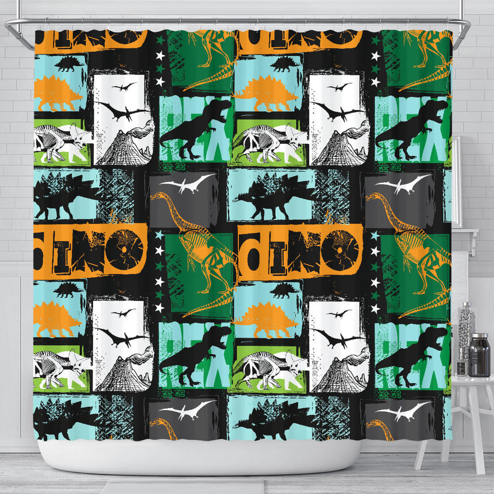 Dinosaurs Print Pattern Shower Curtain Fulfilled In US
