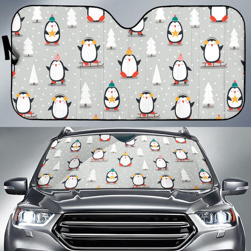 Cute Penguin Christmas Pattern Car Sun Shade