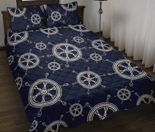 nautical steering wheel design pattern Quilt Bed Set