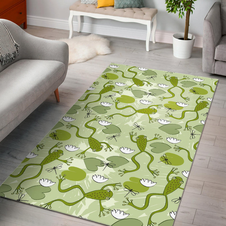 Cute Frog Dragonfly Pattern Area Rug