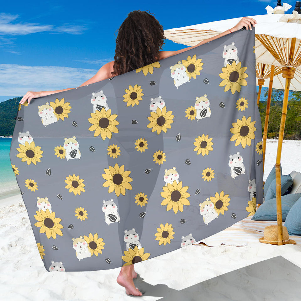 Cute Hamster Sunflower Pattern Background Sarong