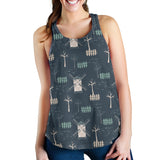 windmill tree pattern Women Racerback Tank Top