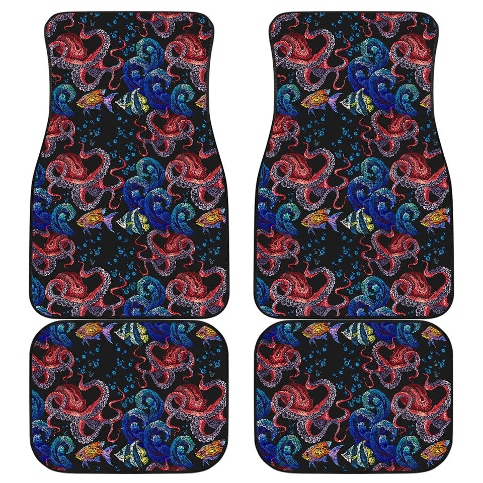 Octopus Sea Wave Tropical Fishe Pattern Front And Back Car Mats
