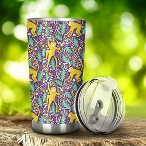 Cute Yellow Monkey Leaves Pattern Tumbler