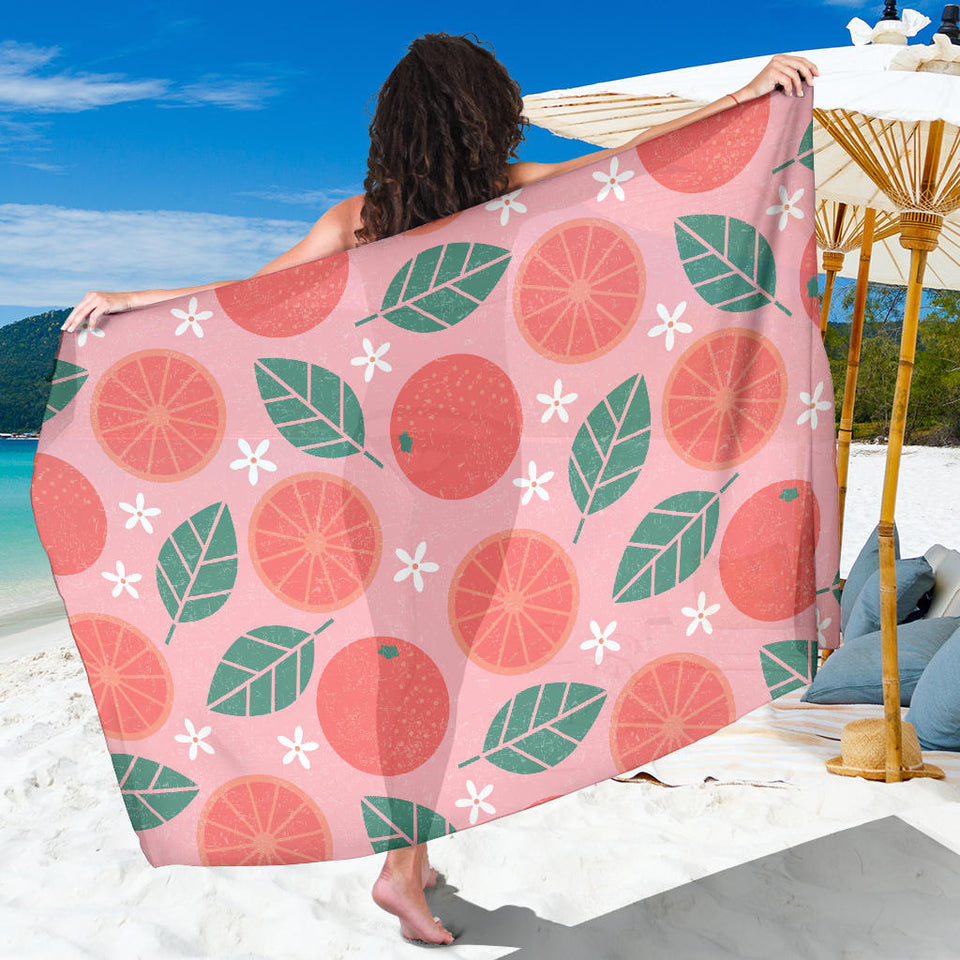 Grapefruit Leaves Flower Pink Background Sarong