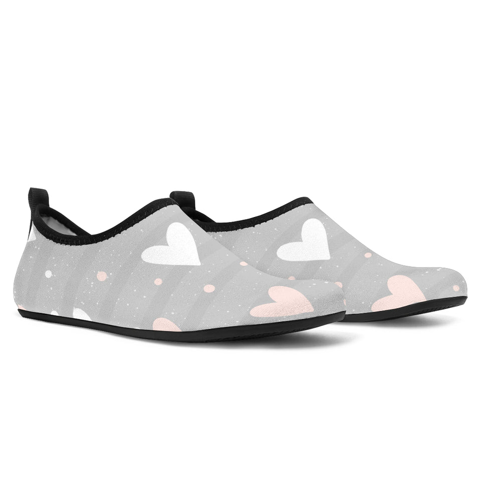 Heart Pattern Gray Background Aqua Shoes