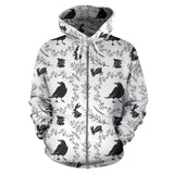 Crows Floral Wreath Rabbit Pattern Zip Up Hoodie