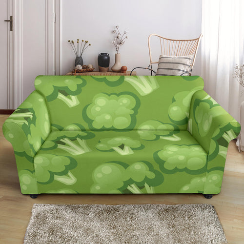 Broccoli Pattern Green Background Loveseat Couch Slipcover