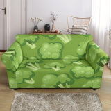 Broccoli Pattern Green Background Loveseat Couch Slipcover