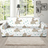 Cute Rhino Pattern Background Sofa Slipcover