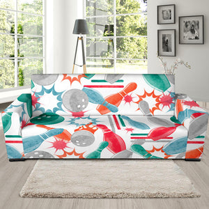 Watercolor Bowling Pattern Sofa Slipcover