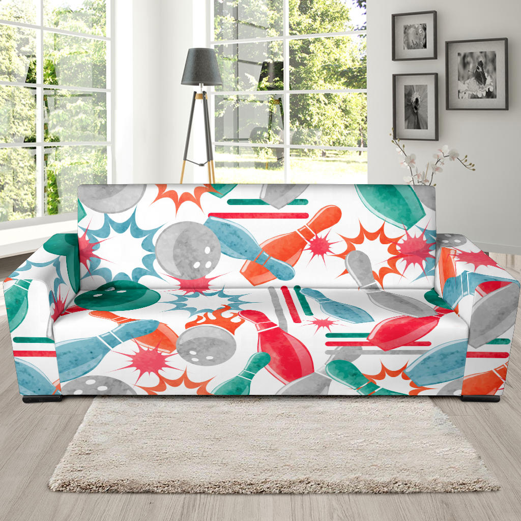 Watercolor Bowling Pattern Sofa Slipcover