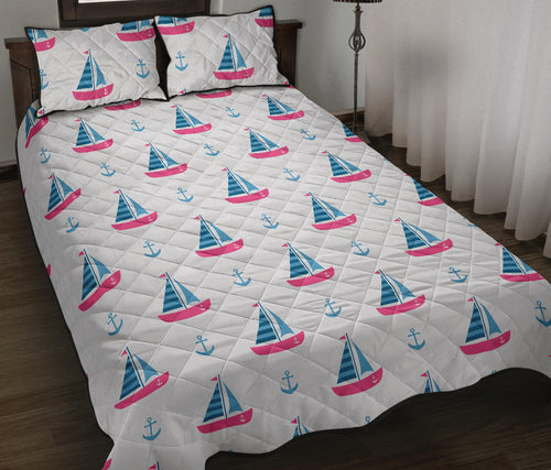 Sailboat anchor pattern Quilt Bed Set