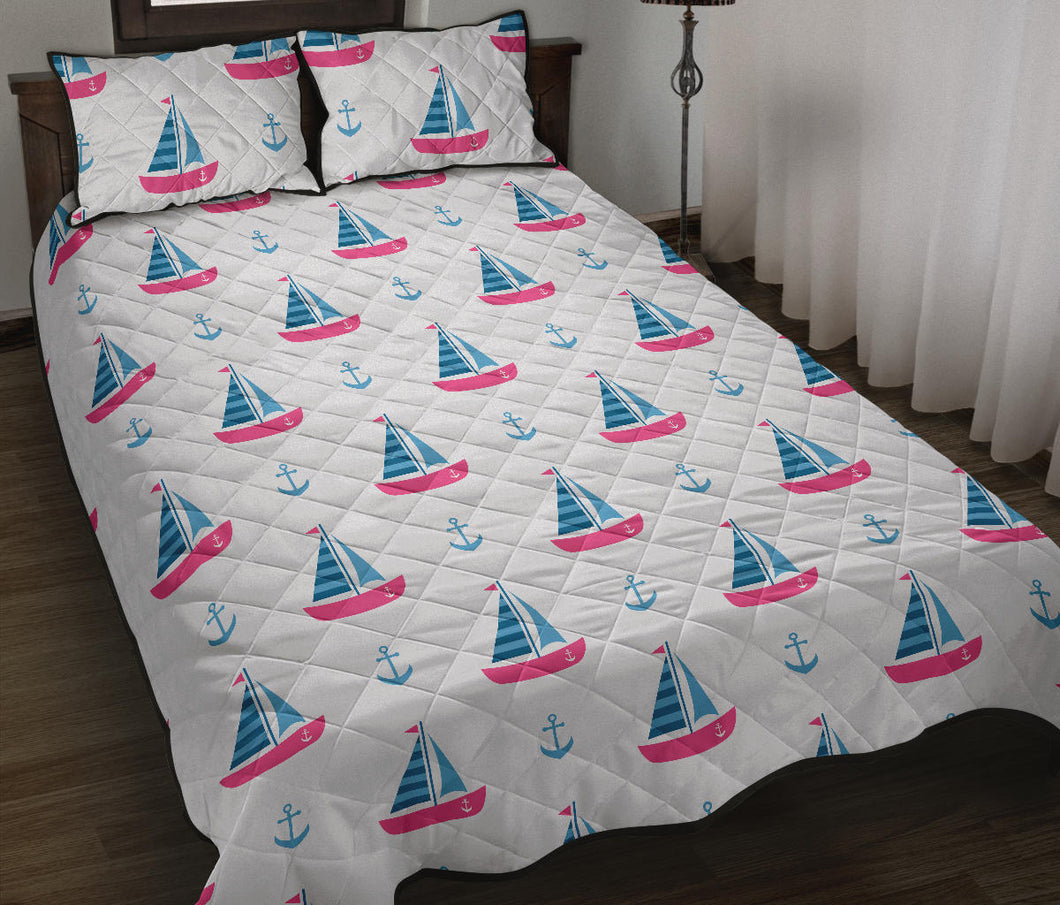 Sailboat anchor pattern Quilt Bed Set