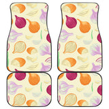 Onion Garlic White Red Pattern Front And Back Car Mats