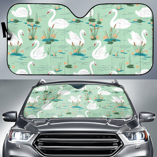White Swan Lake Pattern Car Sun Shade