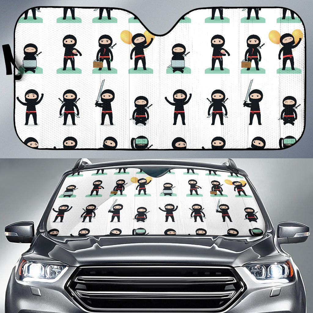 Cute Ninja Katana Sword Pattern Car Sun Shade