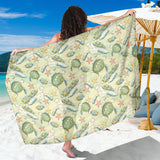 Hand Drawn Sea Turtle Fish Pattern Sarong