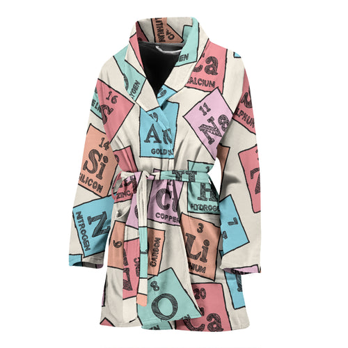 Chemistry Periodic Table Pattern Print Design 02 Women's Bathrobe