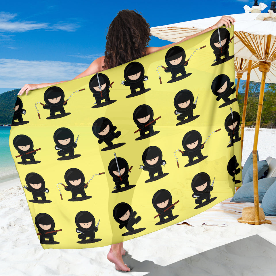Cute Ninja Yellow Background Sarong