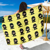 Cute Ninja Yellow Background Sarong