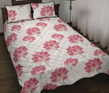 Pink lotus waterlily pattern Quilt Bed Set