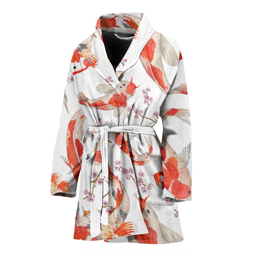 Watercolor Koi Fish Carp Fish Pattern Women'S Bathrobe
