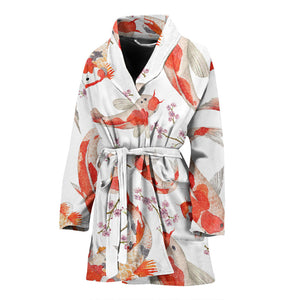 Watercolor Koi Fish Carp Fish Pattern Women'S Bathrobe