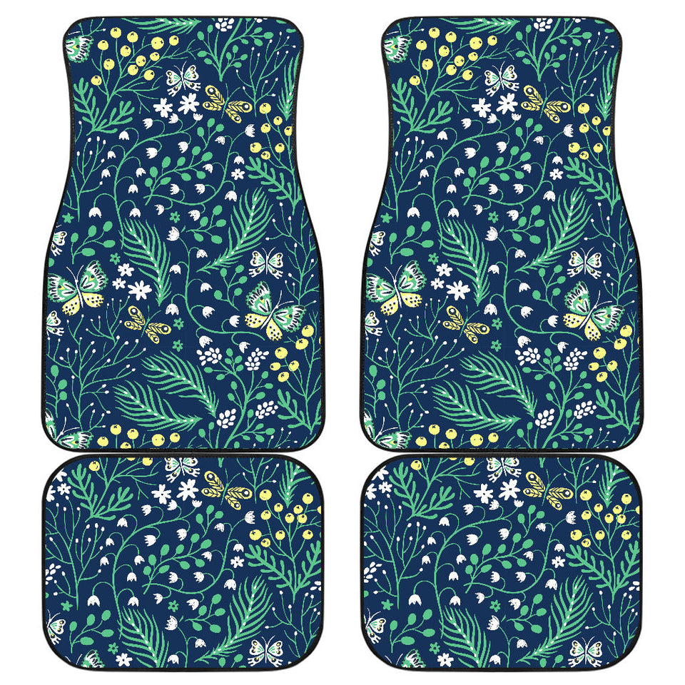 Butterfly Leaves Pattern Front And Back Car Mats