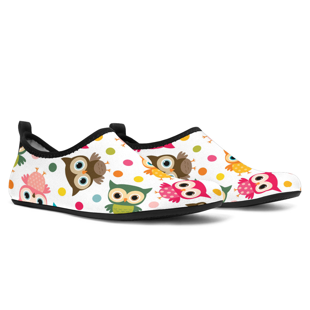 Color Cute Owl Pattern Aqua Shoes