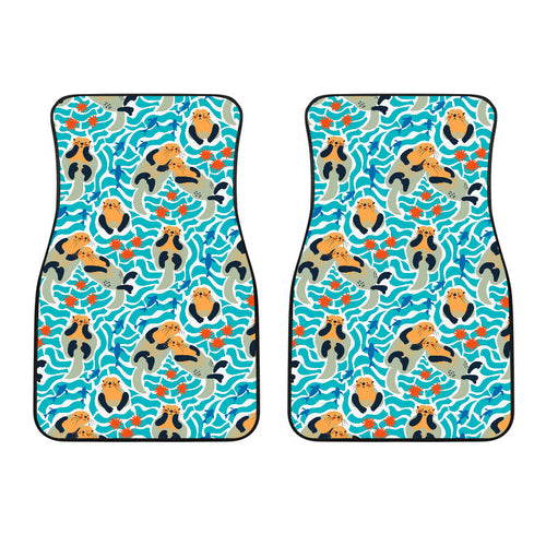 Cute Sea Otters Fishe Sea Urchin Pattern Front Car Mats
