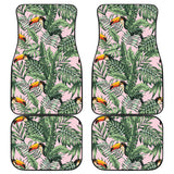 Toucan Tropical Green Jungle Palm Pattern Front And Back Car Mats