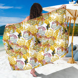 Cool Bee Honeycomb Leaves Pattern Sarong